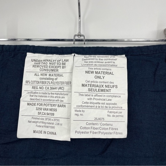 Pottery Barn Belgian Flax Linen Floral Stitch standard Sham Blue - Picture 3 of 5